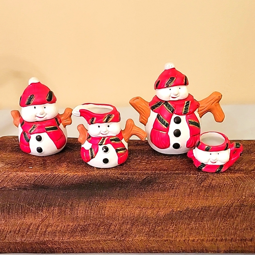 Christmas Snowman Tea Set